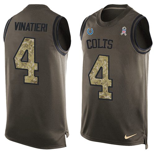 Nike Colts #4 Adam Vinatieri Green Men's Stitched NFL Limited Salute To Service Tank Top Jersey